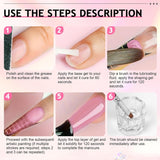 Solution pour ongles Polygel, kit de solution pour ongles Poly Gel Slip, solutions pour ongles liquides Polygel 75 ml, 5 clips pour pointes d'ongles, 3 brosses à ongles, 1 tasse en cristal, 100 feuilles de nettoyage
