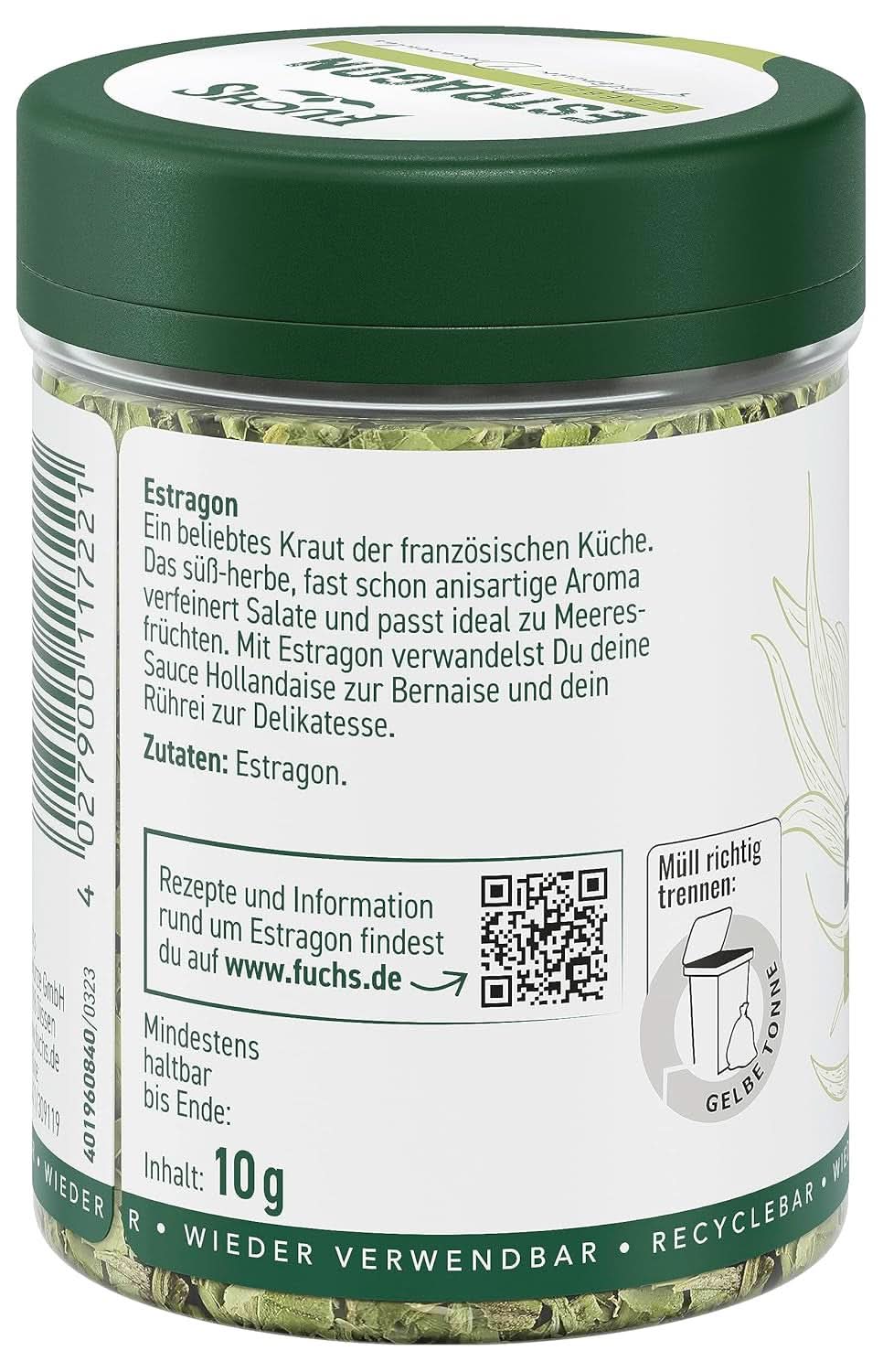 Fuchs, estragon, herbes françaises pour affiner les salades ou sauce hollandaise, 10 grammes Condimente Naty Shop