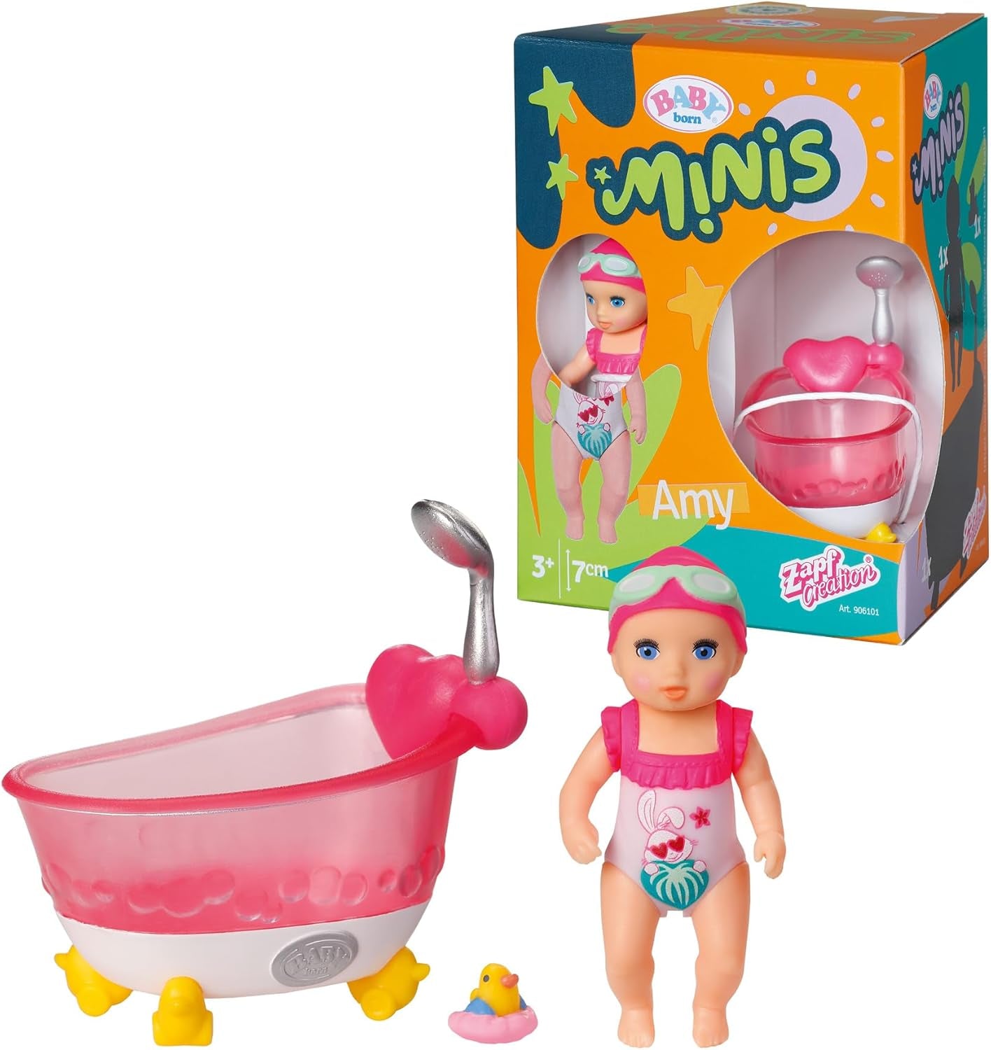 BABY Born Minis Ensemble de bain avec poupée Minis Amy et Canard, 906101 Zapf Creation Dolls Naty Shop Baignoire