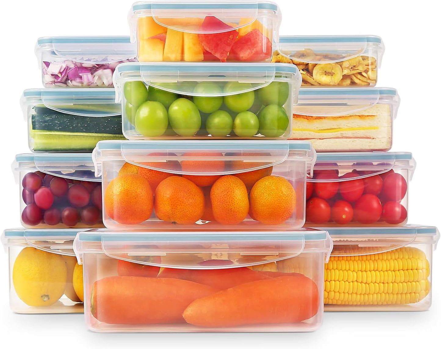 YASHE Pot de Conservation des Aliments avec Couvercle Ensemble de 12 Pots de Rangement en Plastique sans BPA 100% étanches empilables Boîtes de Rangement des Aliments Transparentes Naty Shop Mb-04-12Pcs