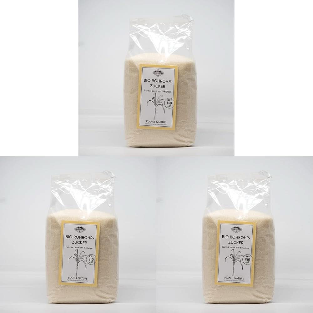 Sucre de canne brut biologique, 1 Kg Édulcorants Naty Shop 3 x 500 grammes