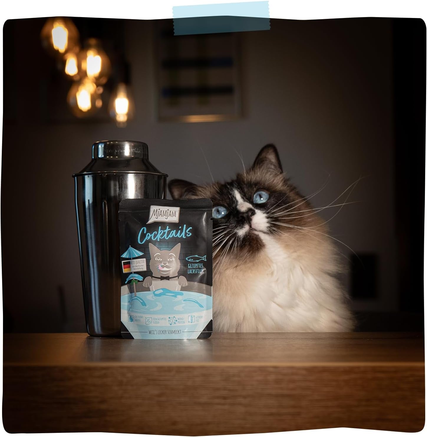 MjAMjAM - Délicieuse boisson pour chat - Cocktails - Filets de saumon effiloché, paquet de 20 (20x40), sans céréales