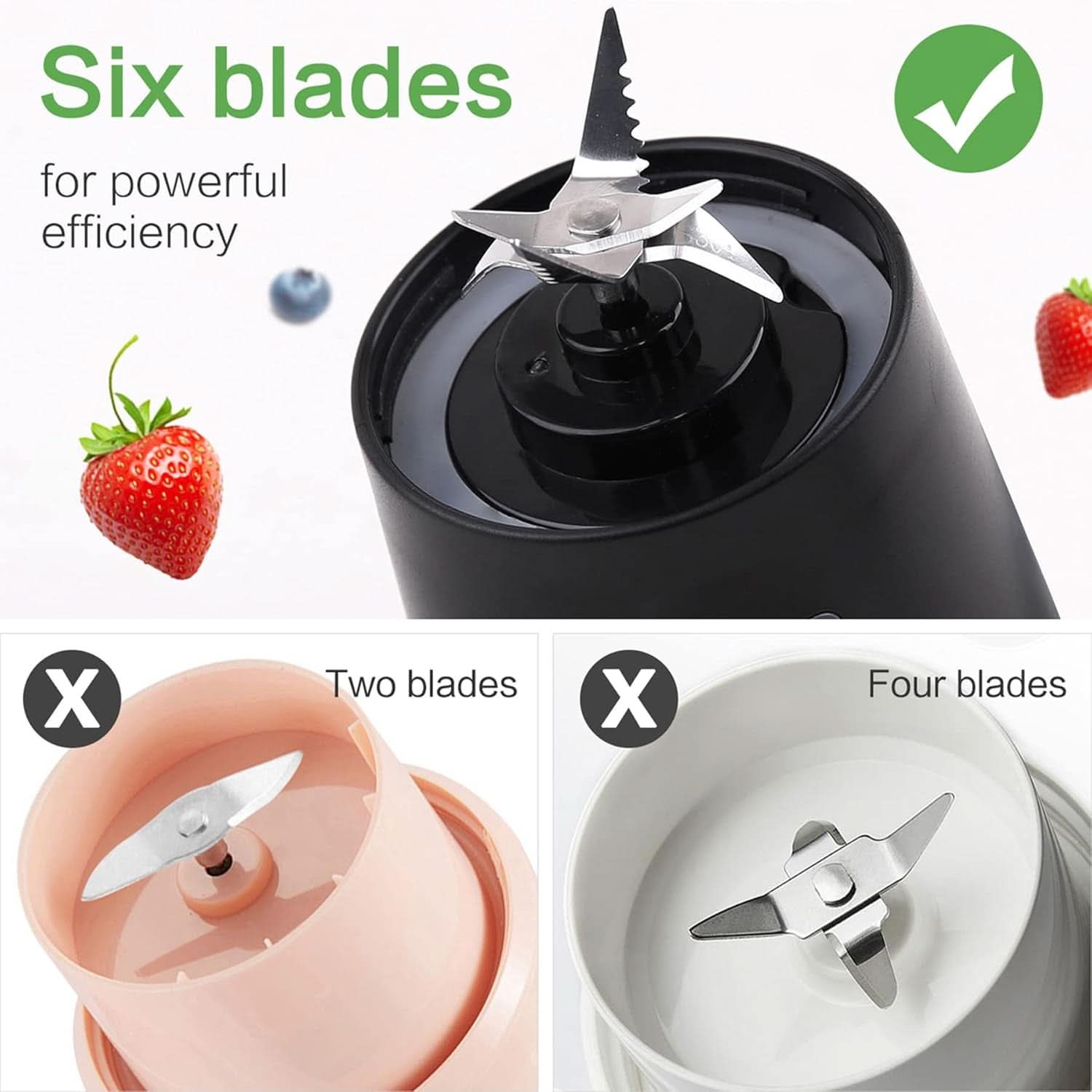 Mélangeur Smoothie Maker Entsafter: 380Ml Standmixer Persönlicher Shaker Proteinshake Mit 6 Edelstahlmesser Tragbar-Bpa-Freie Mit USB-Mixbecher Für Shakes,Saftoutdoor,Schwarz Bucatarie Naty Shop