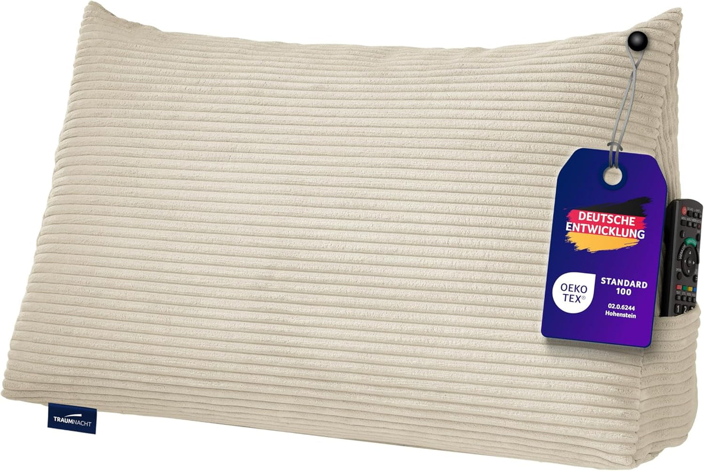 Coussin de lecture Traumnacht Cosy Back Cushion, 70 x 40 cm, gris foncé, housse amovible et lavable en 100 % polyester, poche latérale pratique, certifié Oeko-Tex, produit selon les normes de qualité allemandes.