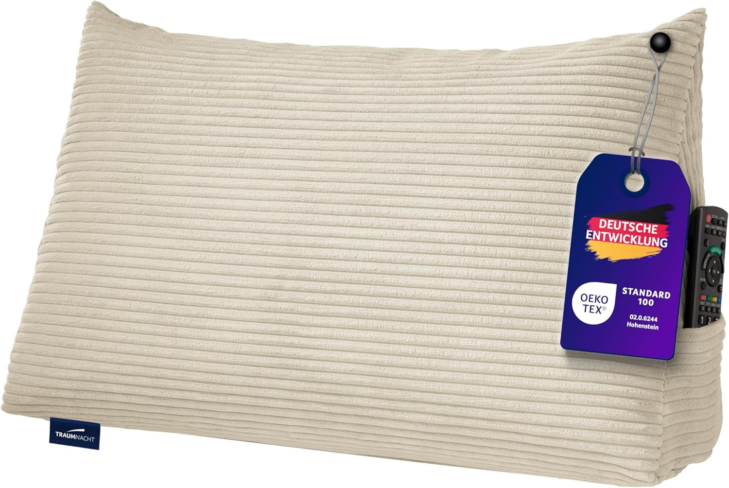 Coussin de lecture Traumnacht Cosy Back Cushion, 70 x 40 cm, gris foncé, housse amovible et lavable en 100 % polyester, poche latérale pratique, certifié Oeko-Tex, produit selon les normes de qualité allemandes.