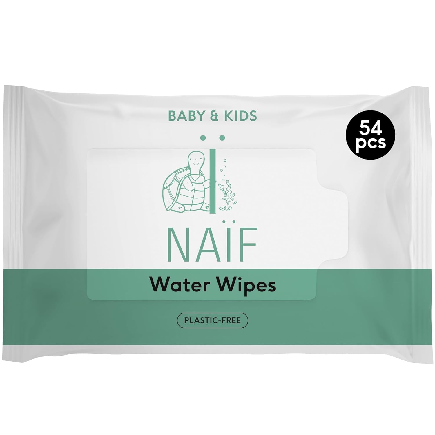 Naïf Lingettes Bébé Sans Plastique 432 Pièces (Pack de 8 x 54 Lingettes) - Soin des Fesses, du Corps et du Visage de Bébé - 99% d'eau - 0% Parfum & Alcool - Boîte de Lingettes Humides Durables, Eucalyptus Sensible