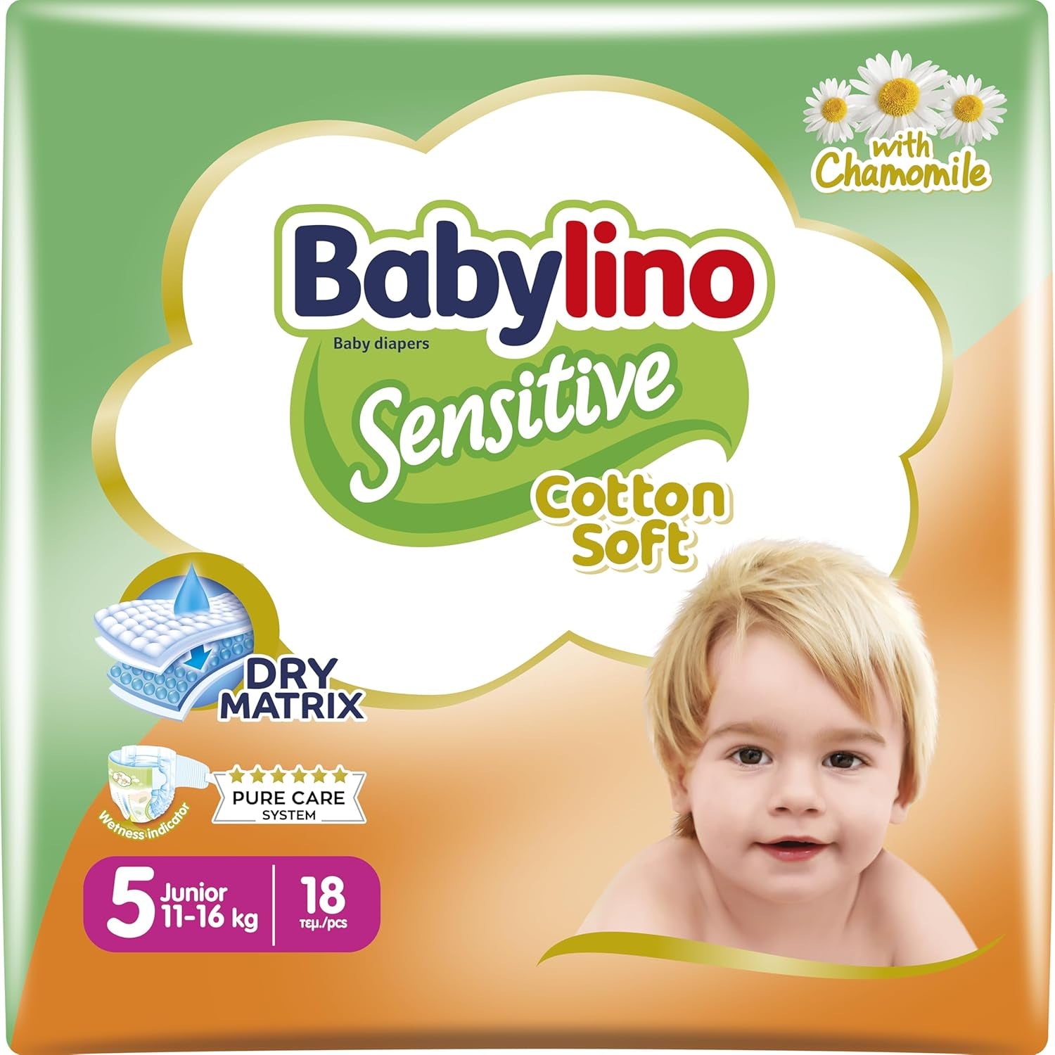 Couches pour bébés sensibles, taille 7, extra large plus (+15 kg), 14 pièces
