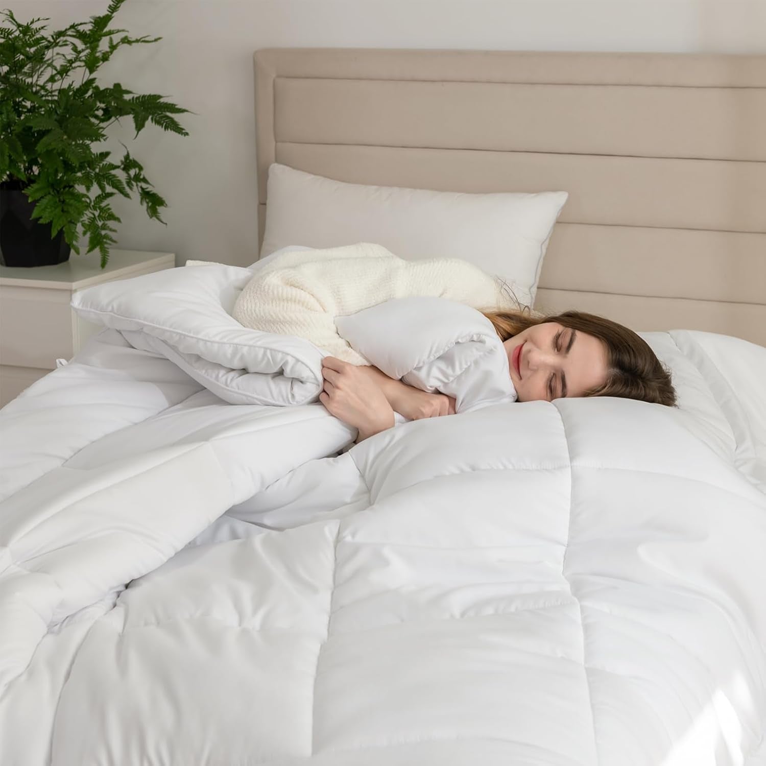 Good Nite Couette Toutes Saisons Couette 155X220 Cm Couette 4 Saisons Couette Microfibre Couette Quatre Saisons Blanc (155X220 Cm) Couettes et Couettes Naty Shop