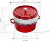 STAUB Gusseisen Bräter/Cocotte, Mit Dämpfeinsatz Aus Edelstahl, Rund 26 Cm, 5.2 L, Aromaregen Funktion Für Optimale Befeuchtung, Für Alle Herdarten Inkl. Induktion & Backofen, Kirschrot, Rot Moules et plaques pour pâtisserie Naty Shop