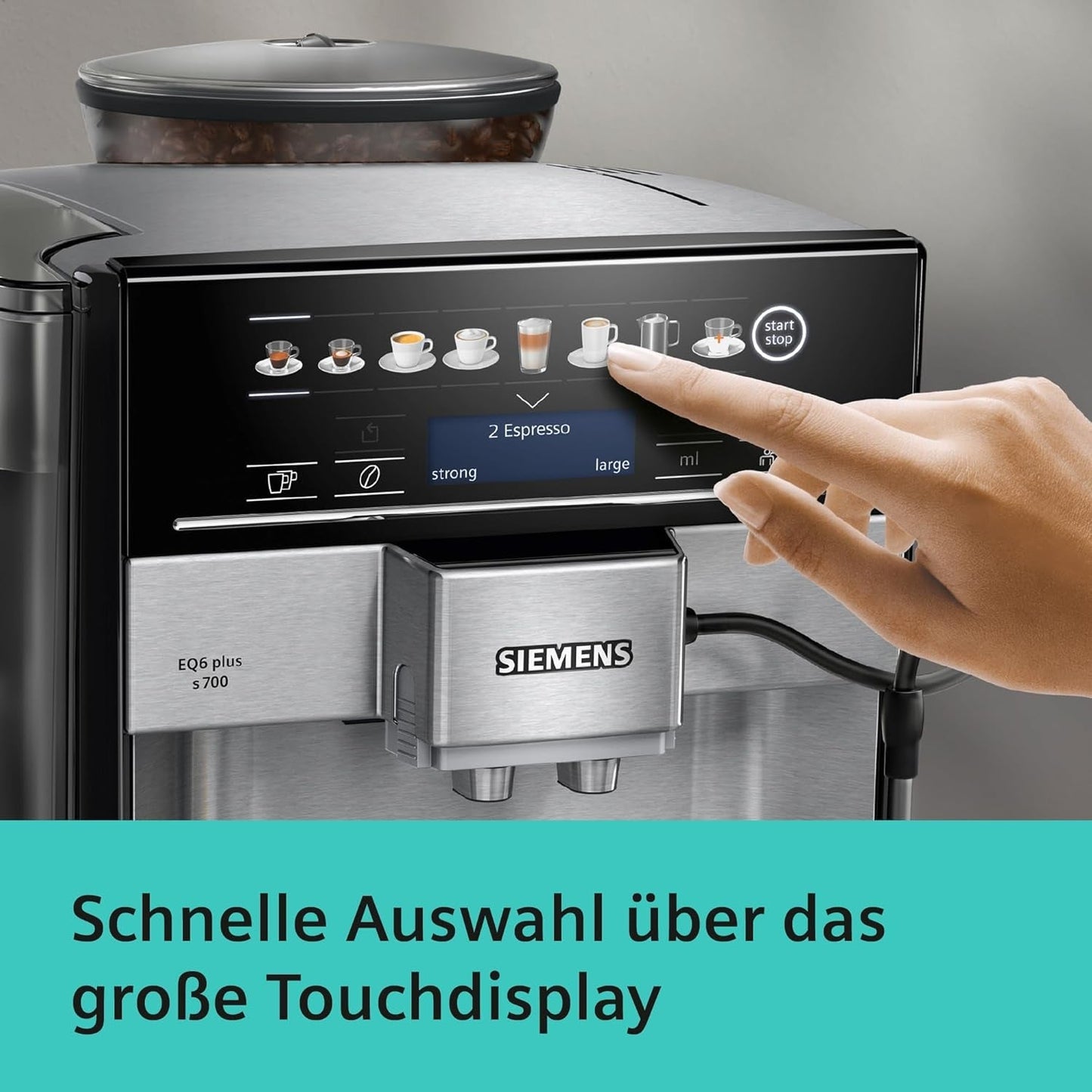Machine à expresso automatique Siemens EQ.6 plus s700 TE657503DE, pour de nombreuses spécialités de café, mousseur à lait, moulin en céramique, double fonction café, anticalcaire, nettoyage vapeur automatique, 1500 W, acier inoxydable