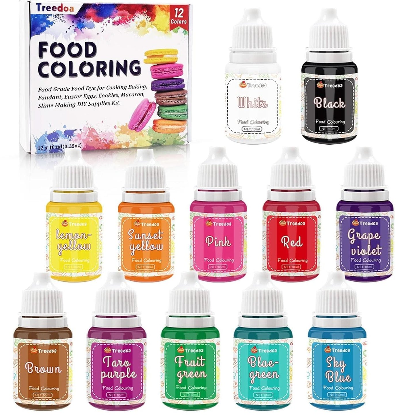 Lot de 12 colorants alimentaires liquides, 10 ml Naty Shop Default Title