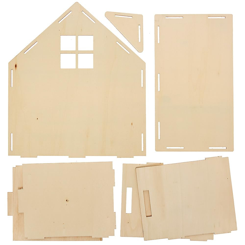 Baker Ross FN199 Kit de maison de poupée en bois - 1 paquet, Kit de maison de poupée pour enfants, Kit d'artisanat Maisons de poupées Naty Shop