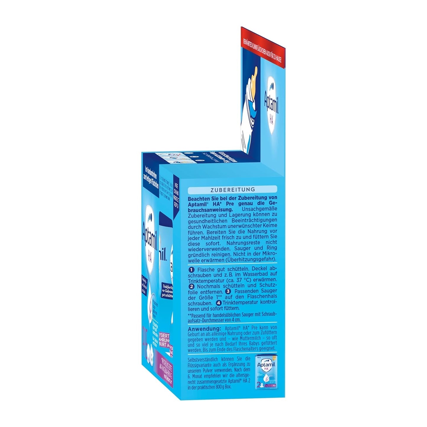 Aptamil HA Pré Prêt à Boire – Lait hydrolysé pour nourrissons dès la naissance – 4 x 2 x 90 ml