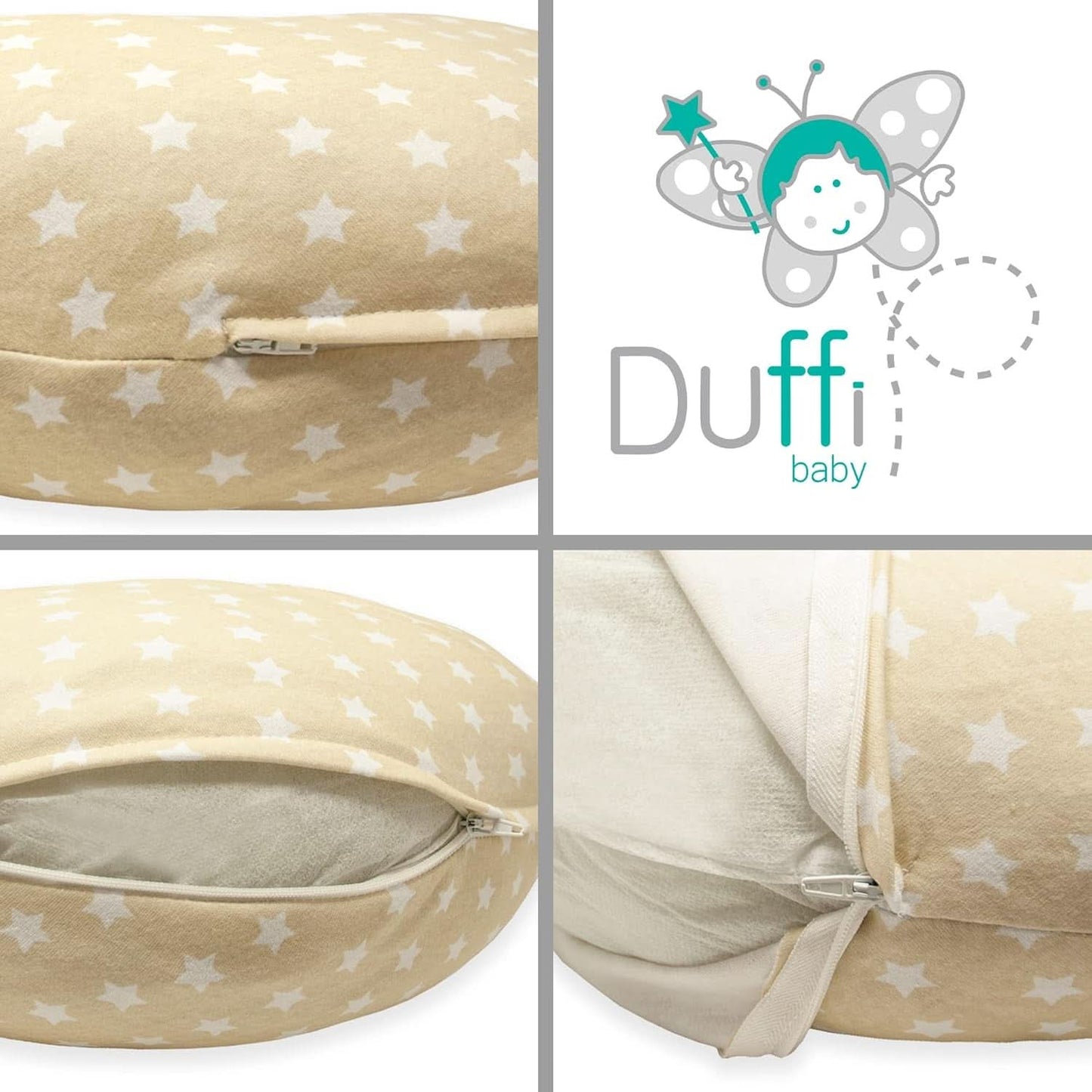 Coussin d'allaitement pour nouveau-né, XL, housse 100% coton, amovible et lavable, garnissage polyester, motif étoile Accessoires Alimentation et Allaitement Bebe Naty Shop