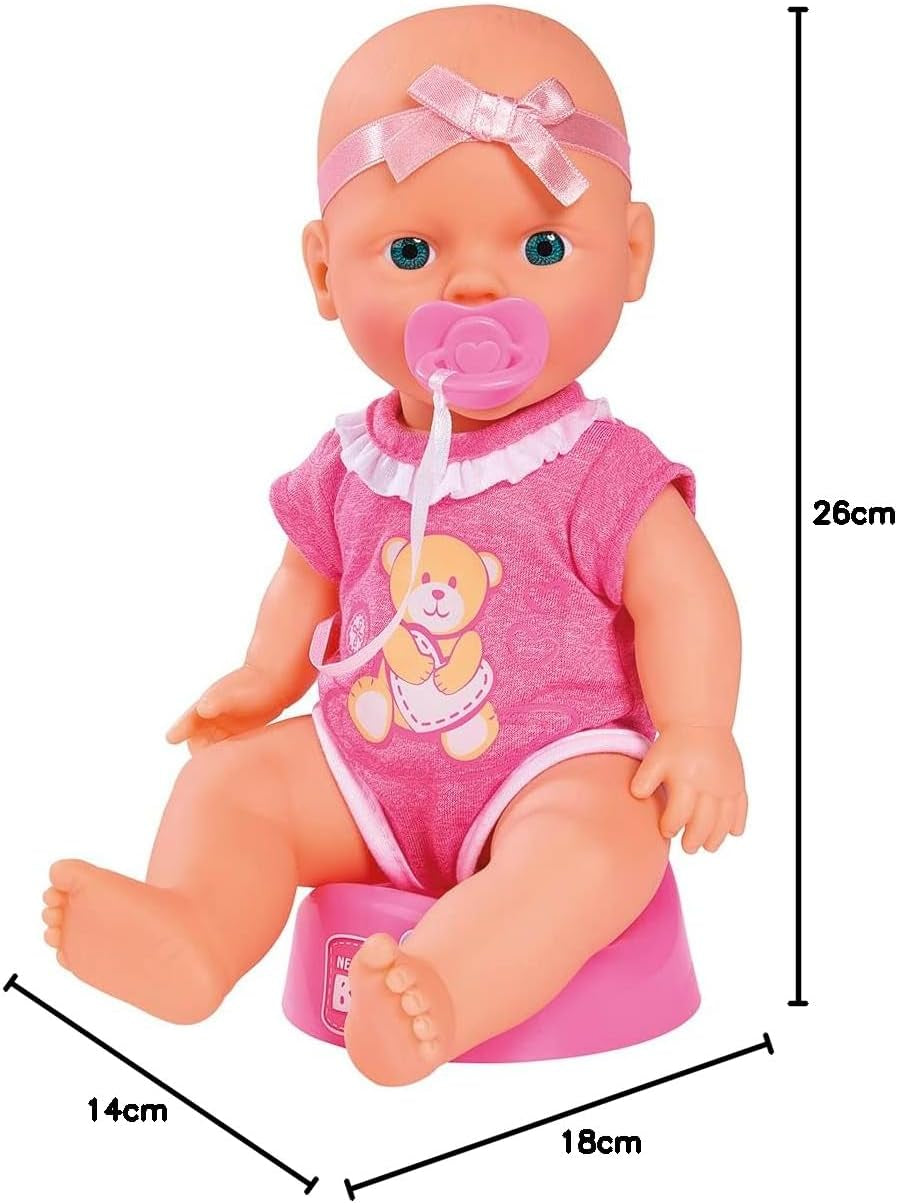 Simba 105030069 - Poupée nouveau-né, poupée à boire et à abreuver entièrement en vinyle avec acte de naissance et accessoires, 4 pièces, 30 cm, poupée bébé, à partir de 3 ans
