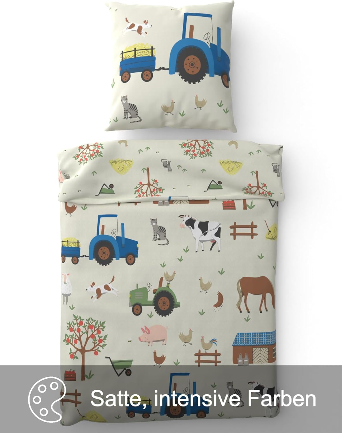 Skybrands Kinder Bettwäsche Tiere 135X200 Bauernhof Kinderbettwäsche Bagger Traktor Baumwolle Kinderbettwäsche 2Tgl. Pour les jeunes et les filles Naty Shop