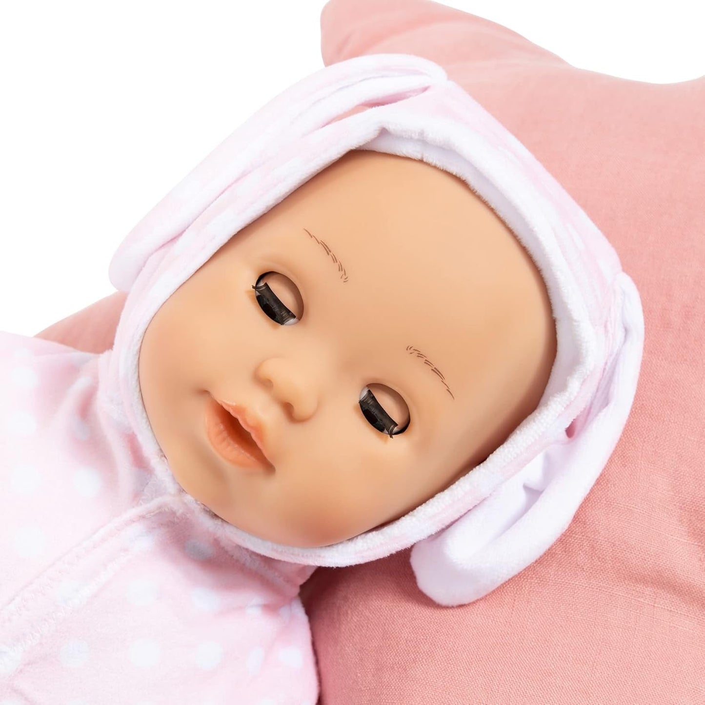Bayer Design 93822AA Babypuppe Anna, spricht 24 Babylaute, weicher Körper, Schlafaugen, Schnuller, Flasche, 38 cm, rose, Small