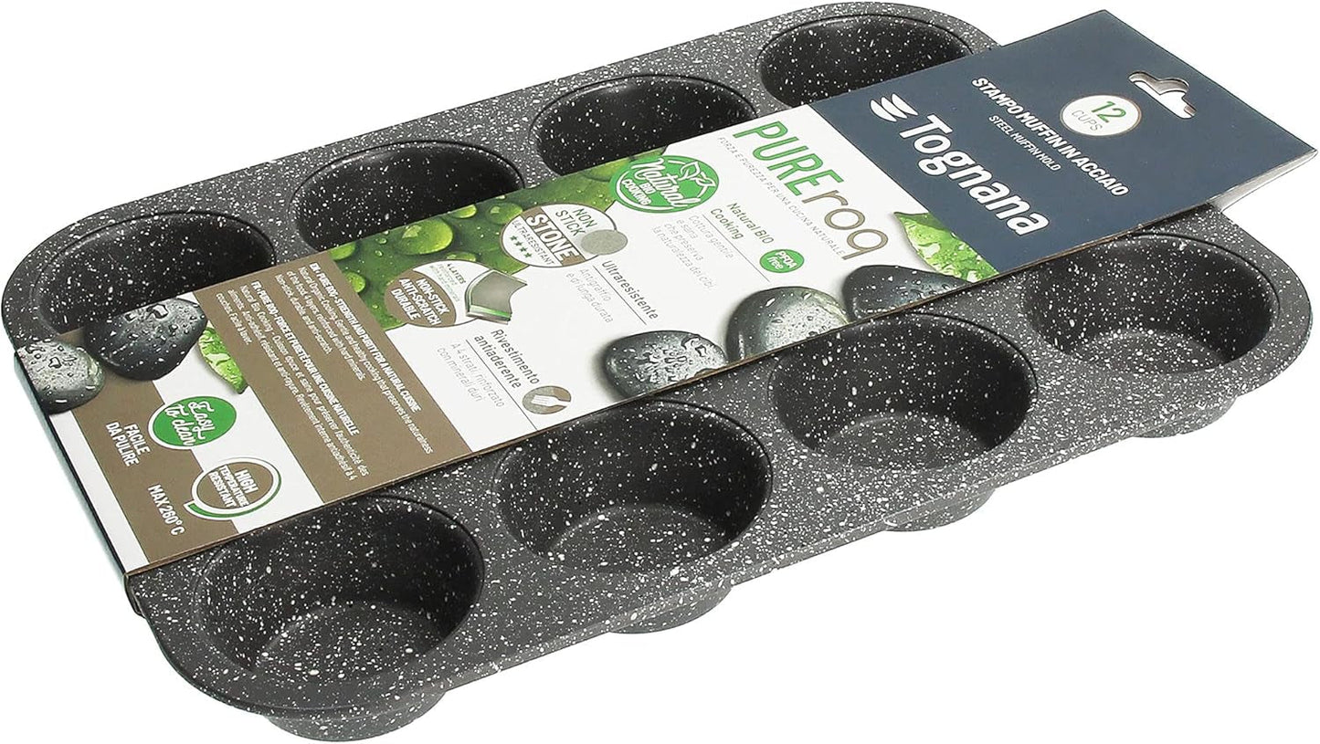 Pure Roq Muffinform Für 12 Muffins, Aluminium, Schwarz Moules et plaques à pâtisserie Naty Shop