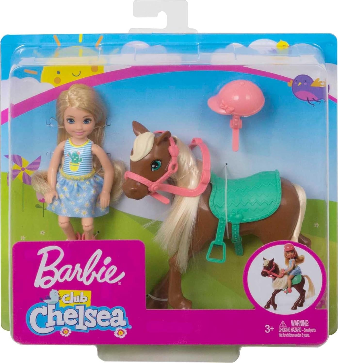 Barbie GHV78 - Coffret Club Chelsea avec poupée et cheval, env. Blonde 15 cm avec vêtements et accessoires jouet cadeau pour enfants de 3 à 7 ans