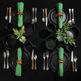 Service de table Bowery, 32 pièces, noir mat, grès, assiettes, bols et tasses, pour 8 personnes