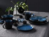 CreaTable, 20149, Nordic Fjord Blue Series, service de table 16 pièces pour 4 personnes, service combiné en porcelaine, passe au lave-vaisselle et au micro-ondes, fabrication de qualité
