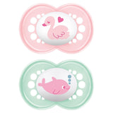 Sucettes MAM originales | 6-16 lundi | Sucettes pour bébé | Accepté par 94% | Convient à l'allaitement | Recommandé par les sages-femmes | Respectueux des dents | Silicone SkinSoft | Cygne/Dauphin | Paquet de 2
