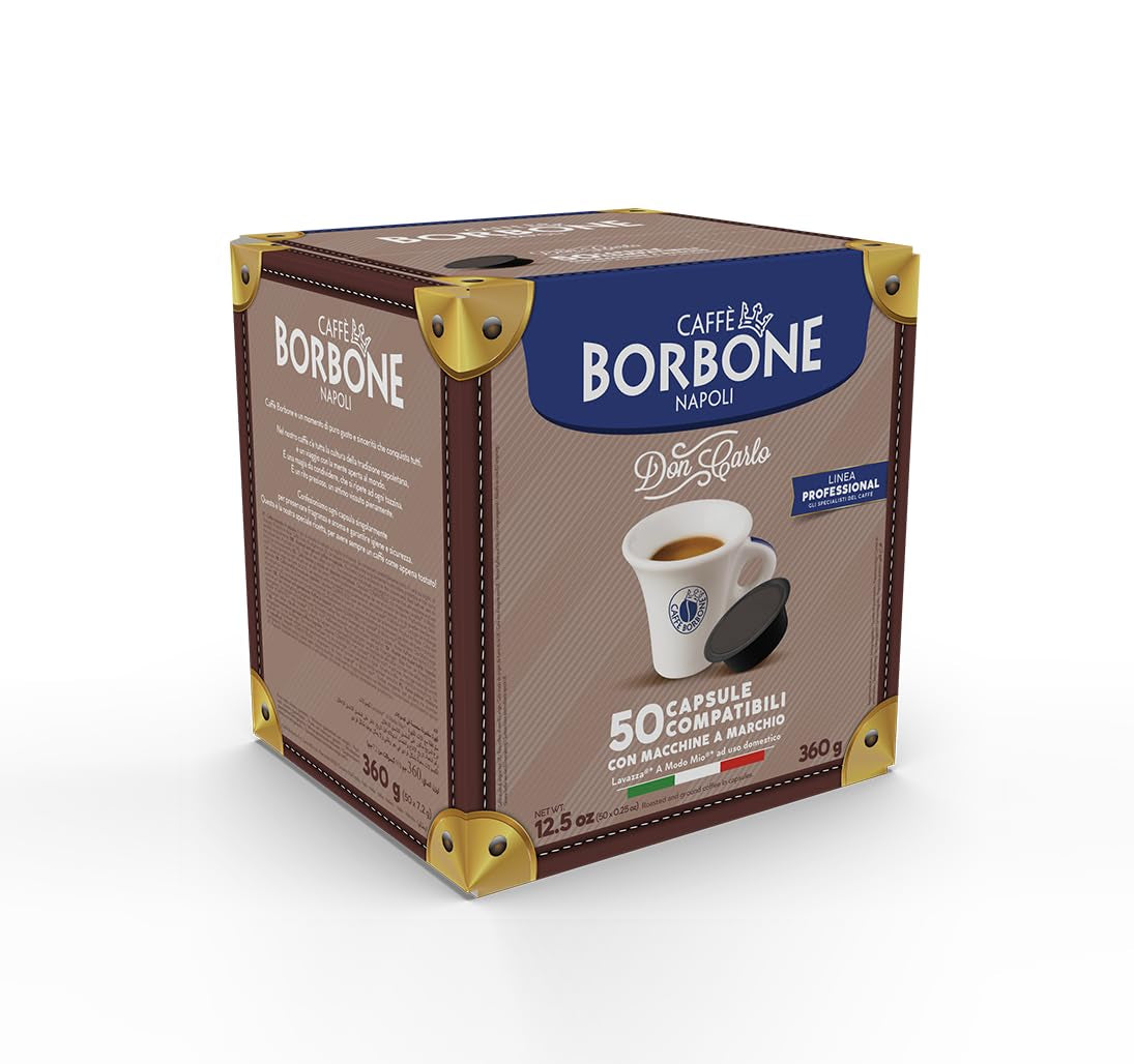 Caffè Borbone Don Carlo, Rote Mischung - 50 Kapseln - Compatible avec Lavazza®* A Modo Mio®* Haushalts-Espressomaschinen