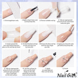 NAILGIL Vernis à ongles en gel solide, colle à ongles en gel solide, sculpture d'art d'ongle 3D avec ensemble d'outils, salon de bricolage à domicile, transparent 15G