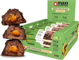 MaxiNutrition Barre protéinée végétalienne crémeuse au chocolat, cacahuètes et caramel 12x45g - barre protéinée végétalienne, 18% de protéines, 8,3 g par barre, faible teneur en sucre (0,9 g), sans sucre ajouté, sans arômes artificiels