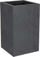 Pot de Fleur Basalt'Up, Carré, Haut, 36 L, Aspect Béton, Mur Uni, Réservoir d'Eau, 29,5 x 29,5 x 49,5 cm, Gris Anthracite