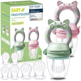 Sucettes aux fruits pour bébé, paquet de 2 sucettes aux fruits pour bébés à partir de 3 mois, version améliorée 2023, tétines à remplir, tétines au porridge, tétines aux fruits pour bébés, sans BPA, 8 tétines en silicone en 3 tailles