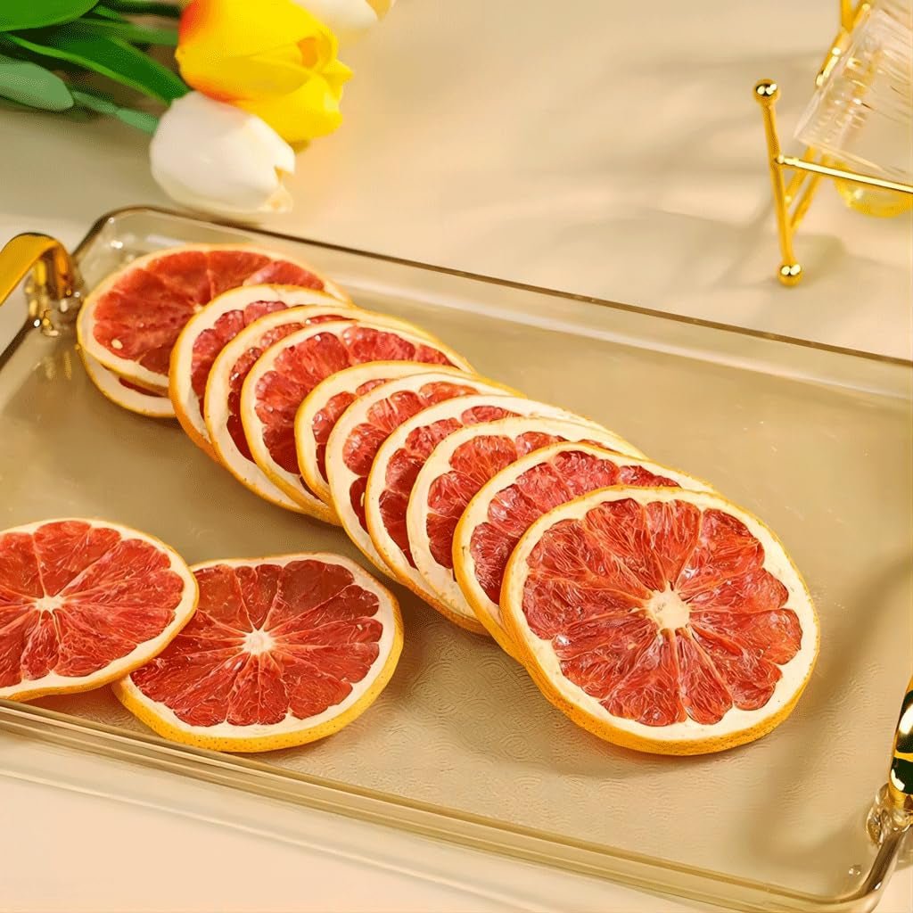 Tranches de pamplemousse séchées, pamplemousse déshydraté, remplissage de vase, décorations de Noël, tranches de pamplemousse rouge, tranches de fruits secs pour le thé, sans sucre ajouté (100 g (1 paquet)) Naty Shop Produits déshydratés