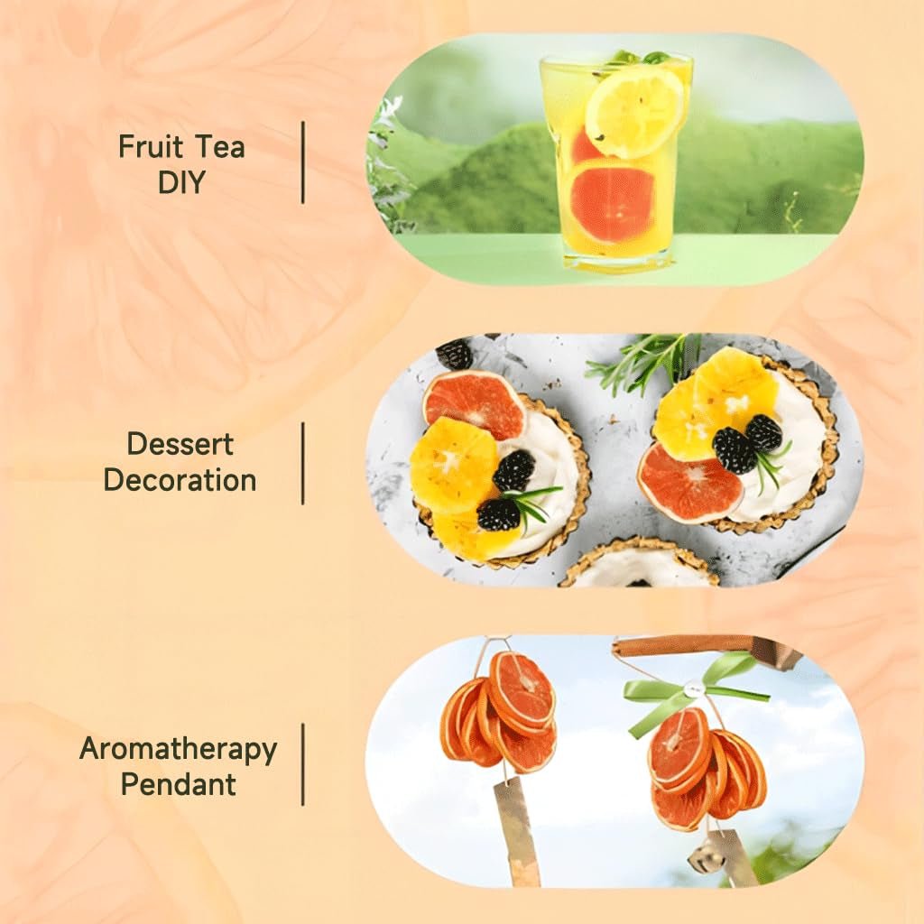 Tranches de pamplemousse séchées, pamplemousse déshydraté, remplissage de vase, décorations de Noël, tranches de pamplemousse rouge, tranches de fruits secs pour le thé, sans sucre ajouté (100 g (1 paquet)) Naty Shop Produits déshydratés