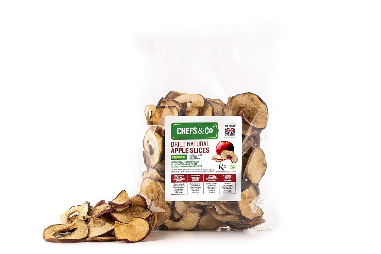 Tranches de pommes séchées 250g | Fruits entiers 100 % naturels | sans coque | sans graines | sans additifs | non sulfuré | produits déshydratés Naty Shop sans sucre ajouté