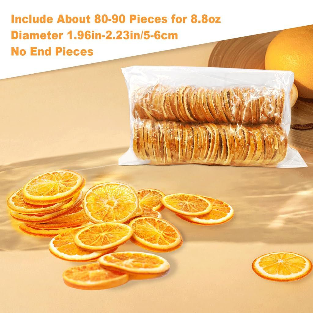 Tranches d'orange séchées, 250g Tranches d'orange naturelles Décorations séchées, tranches d'orange séchées pour décorations de Noël, Couronne de l'Avent, savon, tranches de fruits Produits secs Naty Shop