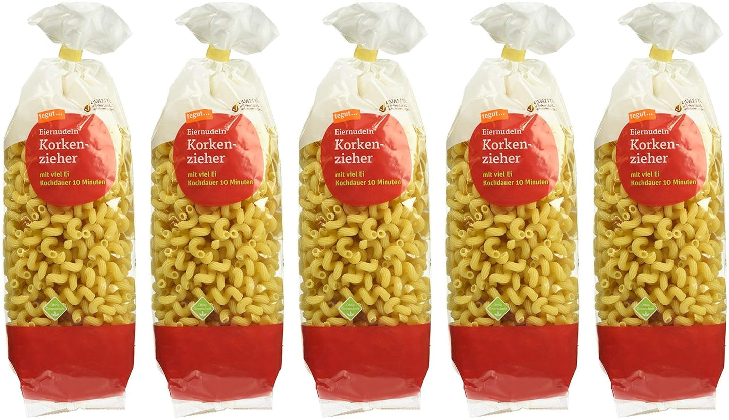 tegut... Nouilles aux Oeufs Tire-Bouchon Paquet de 5 (5 x 500g)