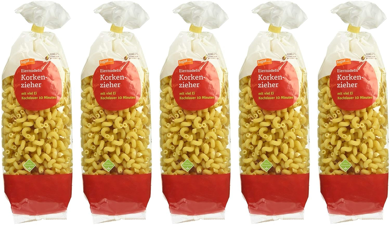 tegut... Nouilles aux Oeufs Tire-Bouchon Paquet de 5 (5 x 500g)