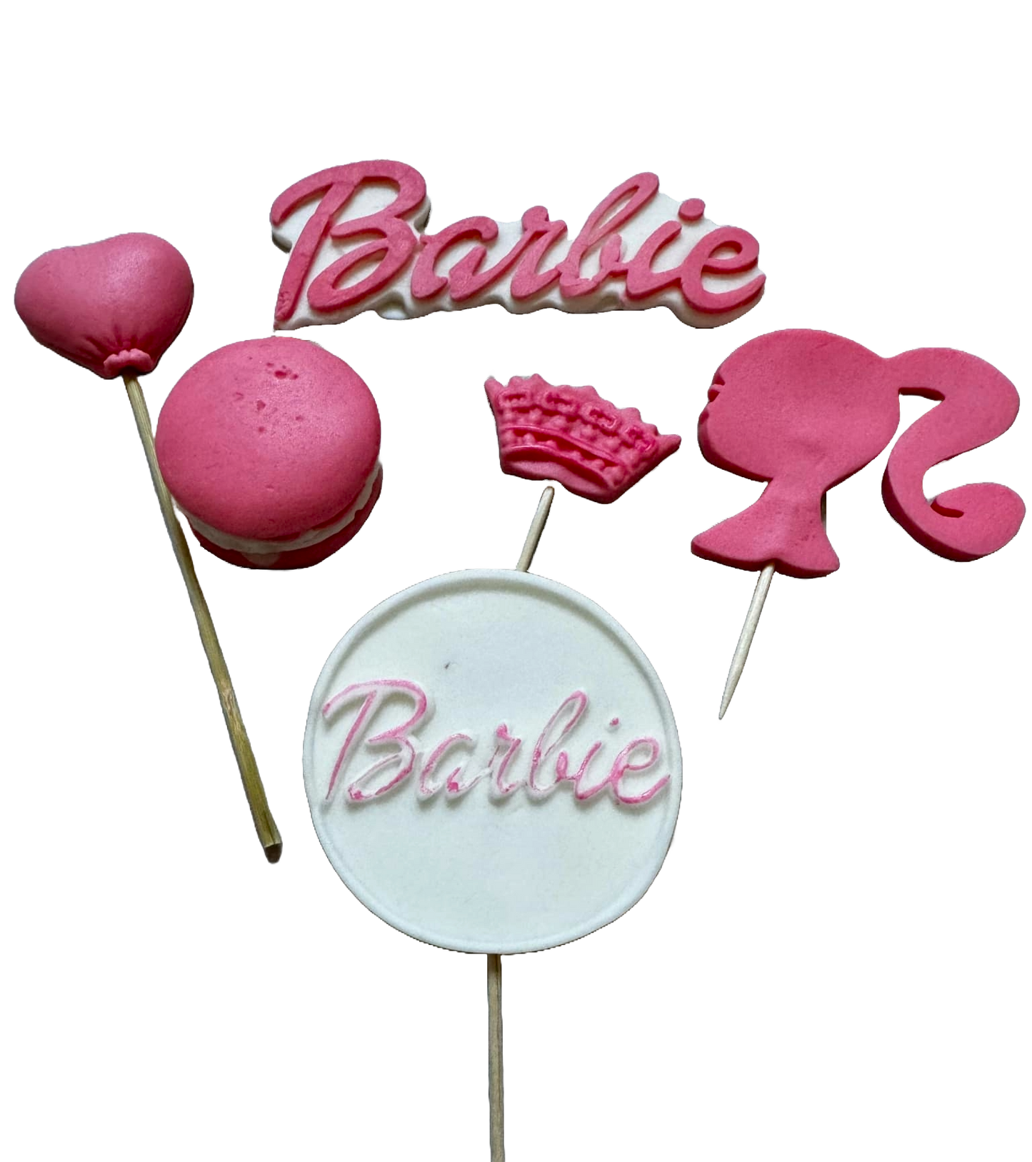 Lot de 6 décorations comestibles en sucre, Décorations en pâte à sucre Barbie Naty Shop
