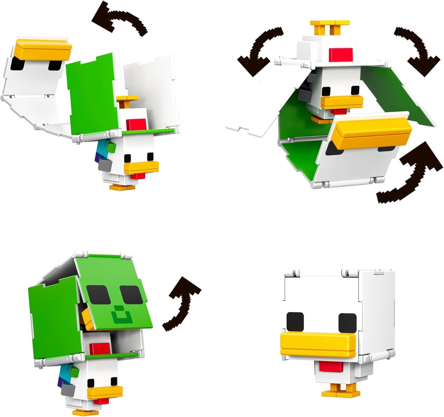 Mattel Minecraft Flippin' Figs - Pack de 2 moutons et poulets avec figurines de jeu 2 en 1, grosses têtes et design pixel HXK17 Figurines d'action Naty Shop