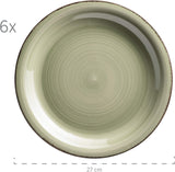 MÄSER Service de table pour 6 personnes, look vintage moderne, service de table 12 pièces, peint à la main, vert, carrelage, vert olive (Bel Tempo II)