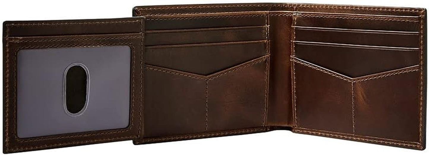 Fossil Hommes Derrick Accessoire de Voyage Bi Fold Portefeuille, Marron Foncé, 11,43 cm L x 1,6 W 9,22 H EU Portefeuille Homme Naty Shop