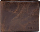 Fossil RFID Portefeuille à rabat pour homme Accessoires de voyage Portefeuille pliable Naty Shop Portefeuille pour homme Marron foncé Taille unique