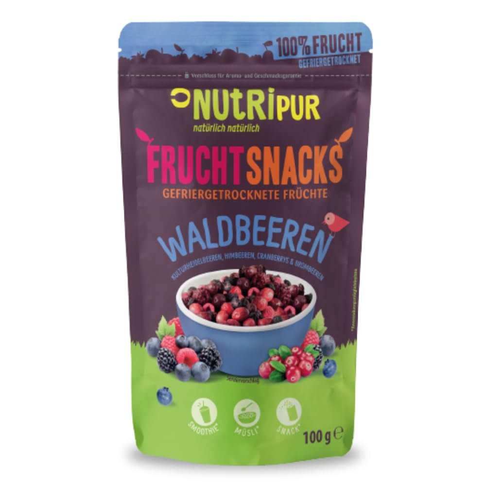 Baies lyophilisées : 100g de mûres, myrtilles, canneberges, framboises lyophilisées, non sucrées - Fruits secs, fruits lyophilisés, baies de NutriPur Produits déshydratés Naty Shop Titre par défaut