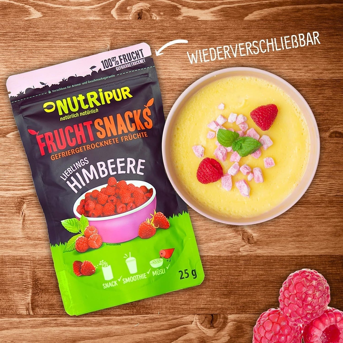 Fruits lyophilisés : 100g de framboises lyophilisées pour smoothie bowls, muesli, porridge toppings - baies lyophilisées sans sucre ajouté - baies lyophilisées - fruits de NutriPur Produits déshydratés Naty Shop