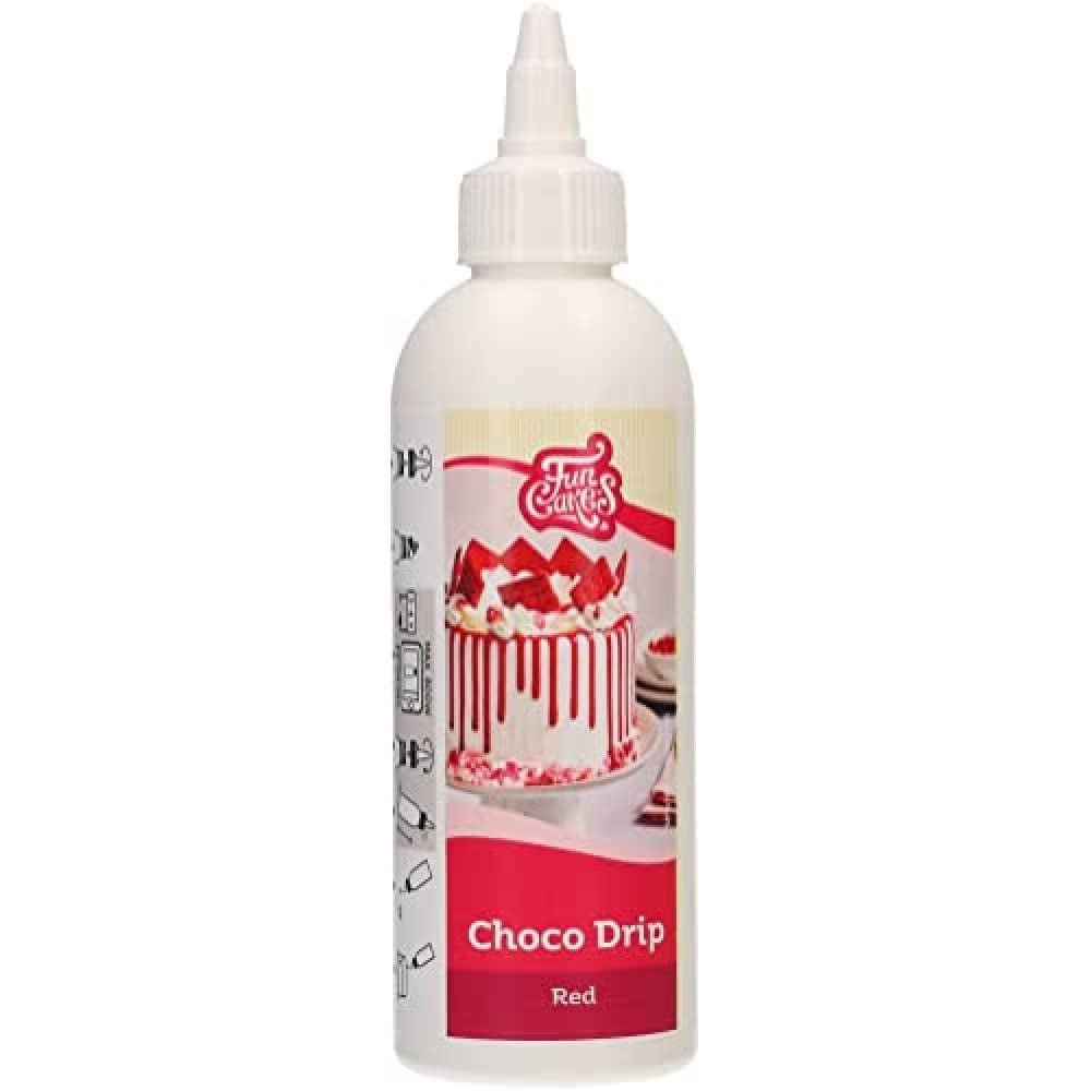 FunCakes Choco Drip Red : Saveur délicieuse, Facile à utiliser, Parfait pour les drip cakes, Saveur chocolat drip. Emballage refermable 180 g. Pâte à sucre Naty Shop Défaut Titre
