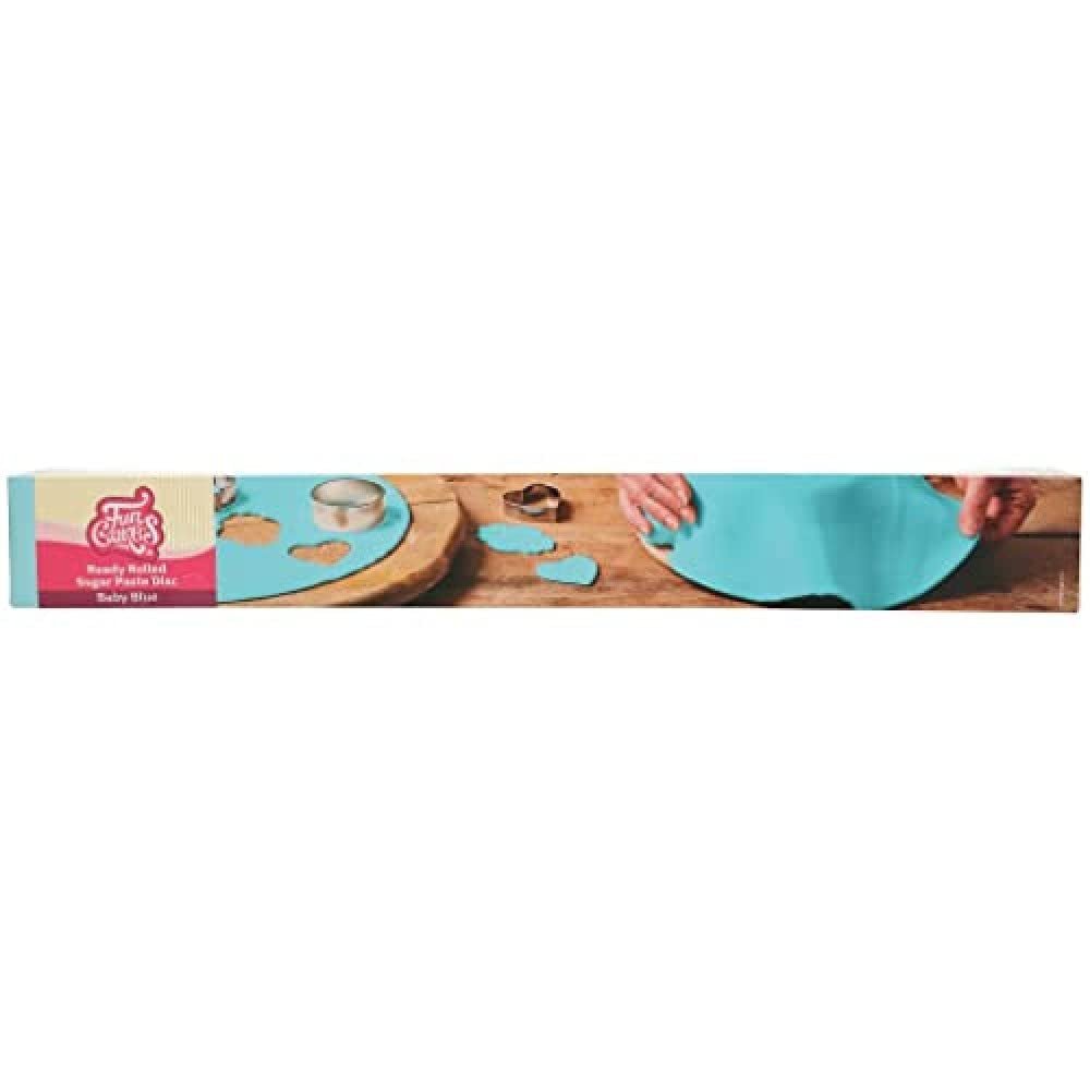 Disque Fondant Roulé FunCakes Spring Greens : Délicieux arôme vanille, déjà roulé, facile à utiliser, parfait pour décorer les gâteaux, 430g de Pâte à Sucre Naty Shop Baby Blue
