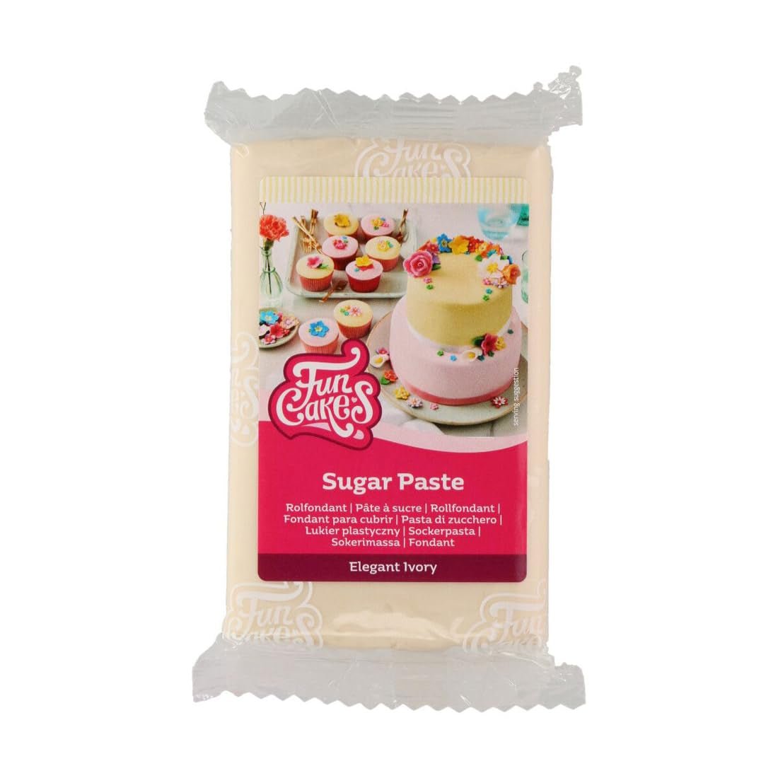 FunCakes Roll Fondant Elegant Ivory : facile à utiliser, lisse, souple, souple et malléable, parfait pour décorer les gâteaux, halal, casher et sans gluten, 250g Naty Shop Sugarpaste 250G