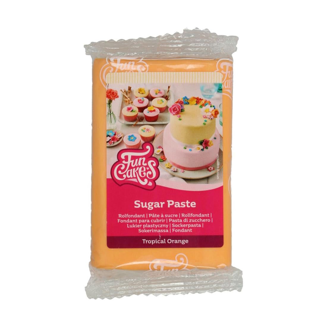 Fondant laminé FunCakes Orange Tropical : facile à utiliser, lisse, flexible, doux et pliable, parfait pour la décoration de gâteaux, halal, casher et sans gluten, 250 g Naty Shop Titre par défaut Pâte à sucre