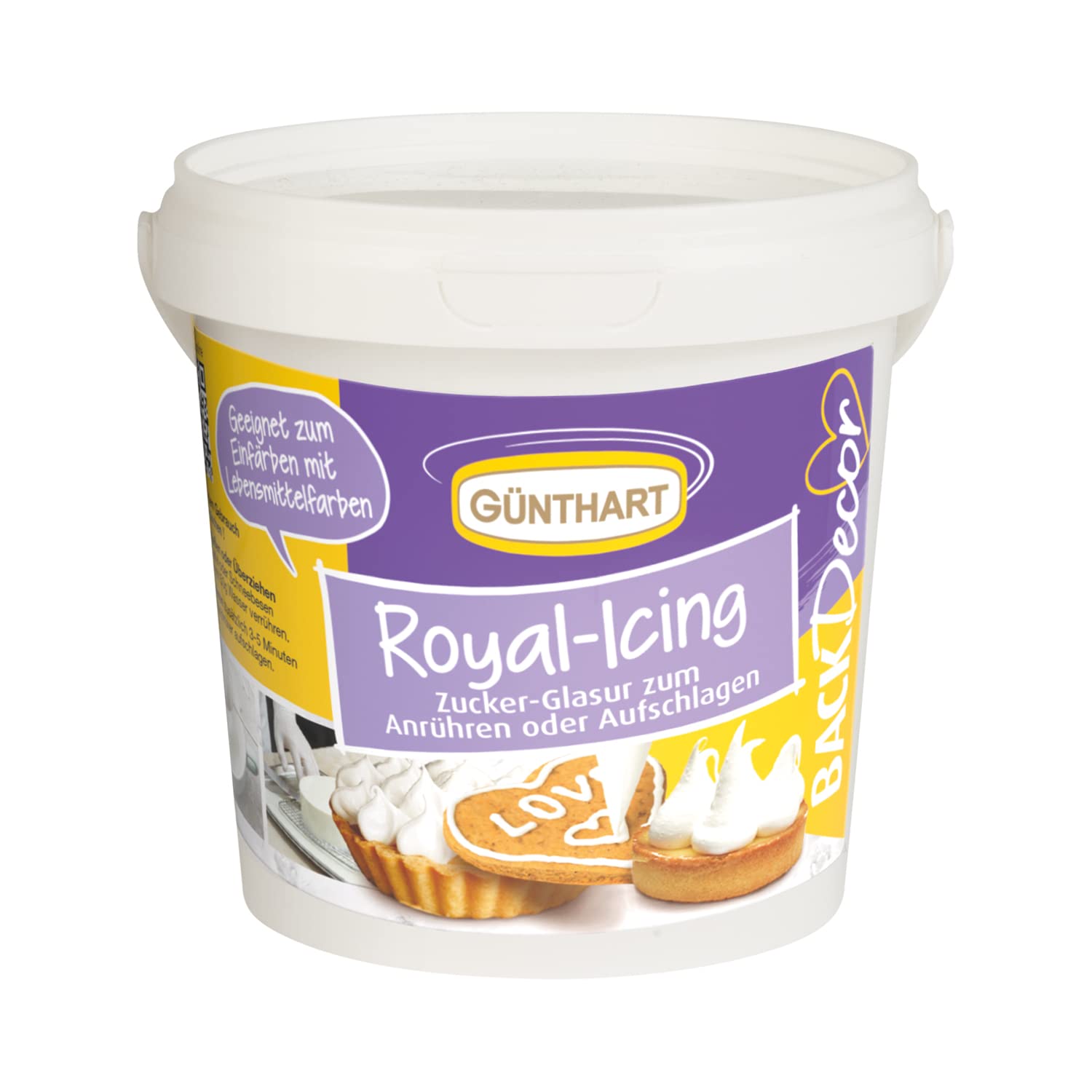 Seau à glaçage Günthart BackDecor Royal avec 300 g de poudre pour décorer des pâtisseries ou comme revêtement, 1 paquet (300 g) de pâte à sucre Naty Shop