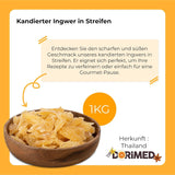 Gingembre confit en morceaux 1 kg | Fruits secs déshydratés Tranches de gingembre glacées | Gingembre confit tranché | Feuilles séchées sucrées | IDÉAL pour les recettes | Végétariens et végétaliens. Produits déshydratés Naty Shop
